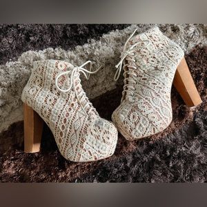 Jeffrey Campbell Cream and Tan Havana Last Boots